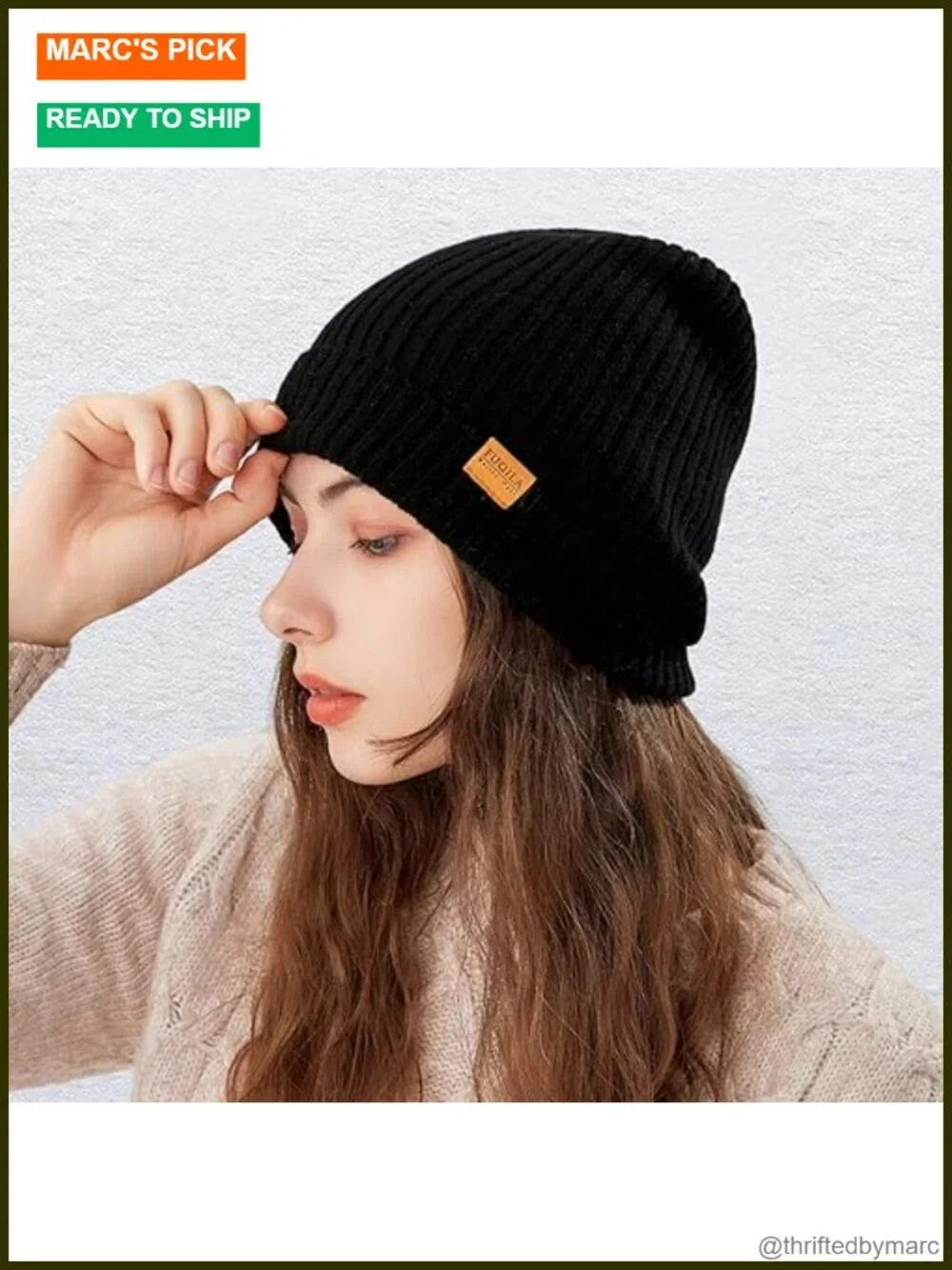 100% Merino Wool Cuff Beanie Hat Unisex Warm Winter Stretchy Knitted Cap